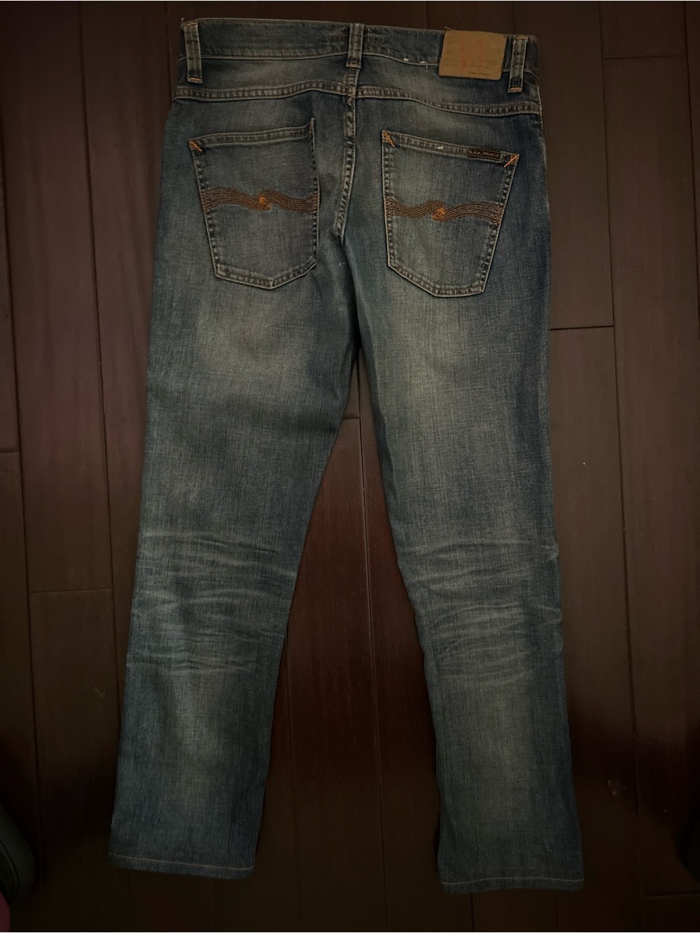Men's Blue Washed Slim Straight Jeans
